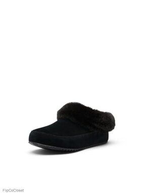 Suede Slide On Winter Slippers Faux Fur Lined Cozy House Shoes